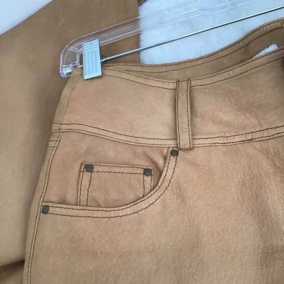 Cache Women’s Lamb Leather Boot-Cut Pants Casual Western Cowgirl Camel Size 2 - Picture 2 of 8